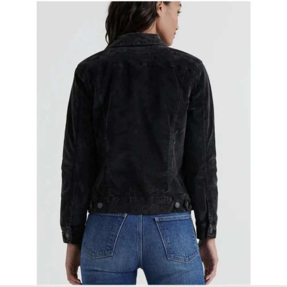 Lucky Brand Jeans The Tommy Trucker Charcoal Black Velvet Jacket - M - Picture 6 of 15